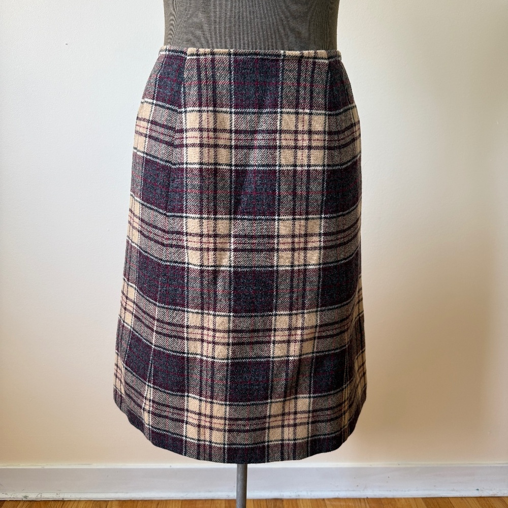 Stunning Vintage Wool Pendleton Plaid MIDI Skirt